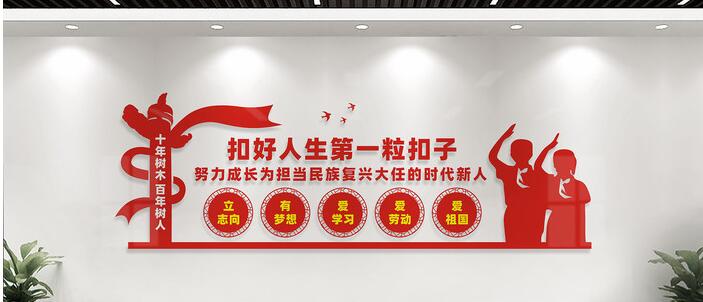 校園文化墻創(chuàng)意設(shè)計(jì)圖片(圖5) 扣好人生第一粒扣子校園文化墻創(chuàng)意設(shè)計(jì)圖片